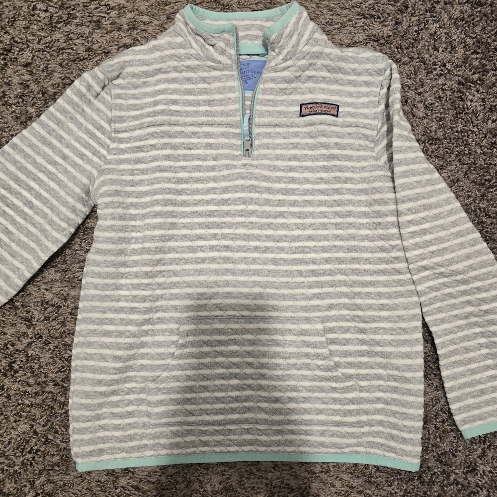 Vineyard Vines Gray and White Quilted Jacket